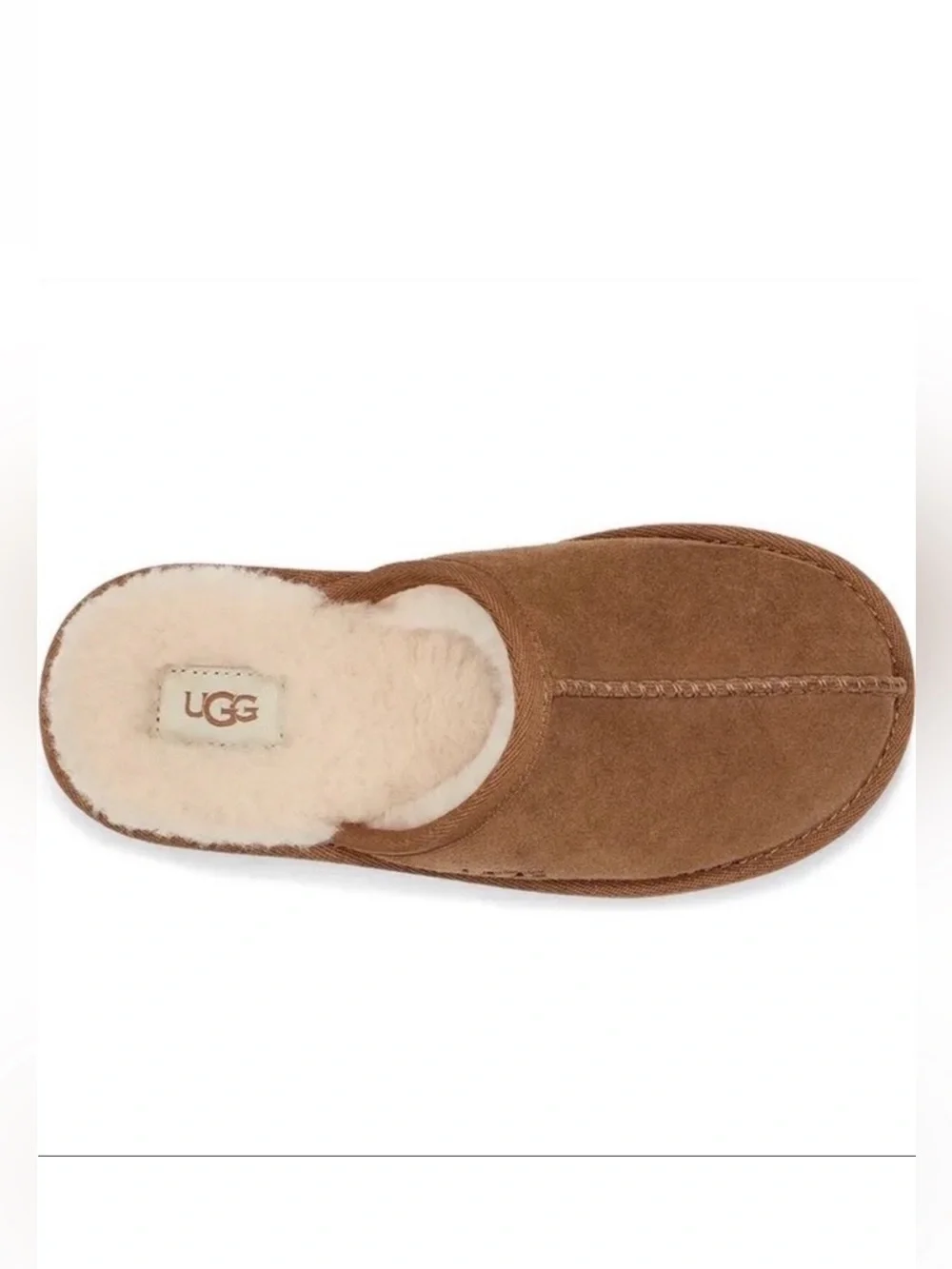 UGG Keegan Chestnut Shearling Slide Slippers 1M Suede Leather NWT Cozy